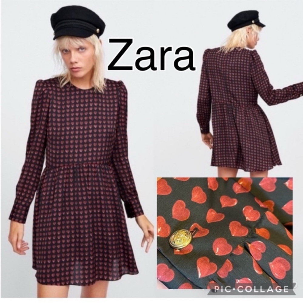 Zara Heart Print Babydoll Jumpsuit Mini dress Skort Large